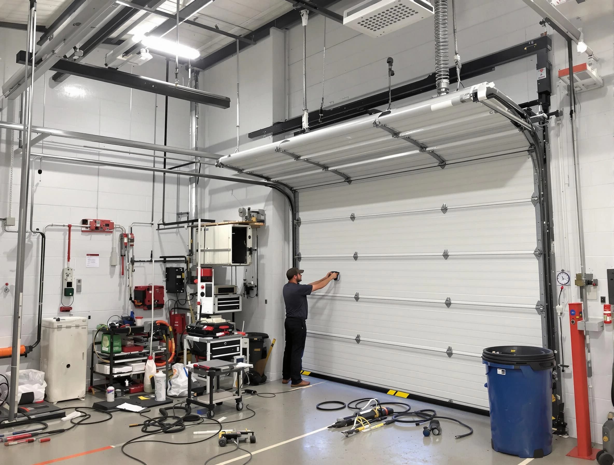 Todd Creek Garage Door Repair certified technician performing commercial door repair at a Todd Creek business facility