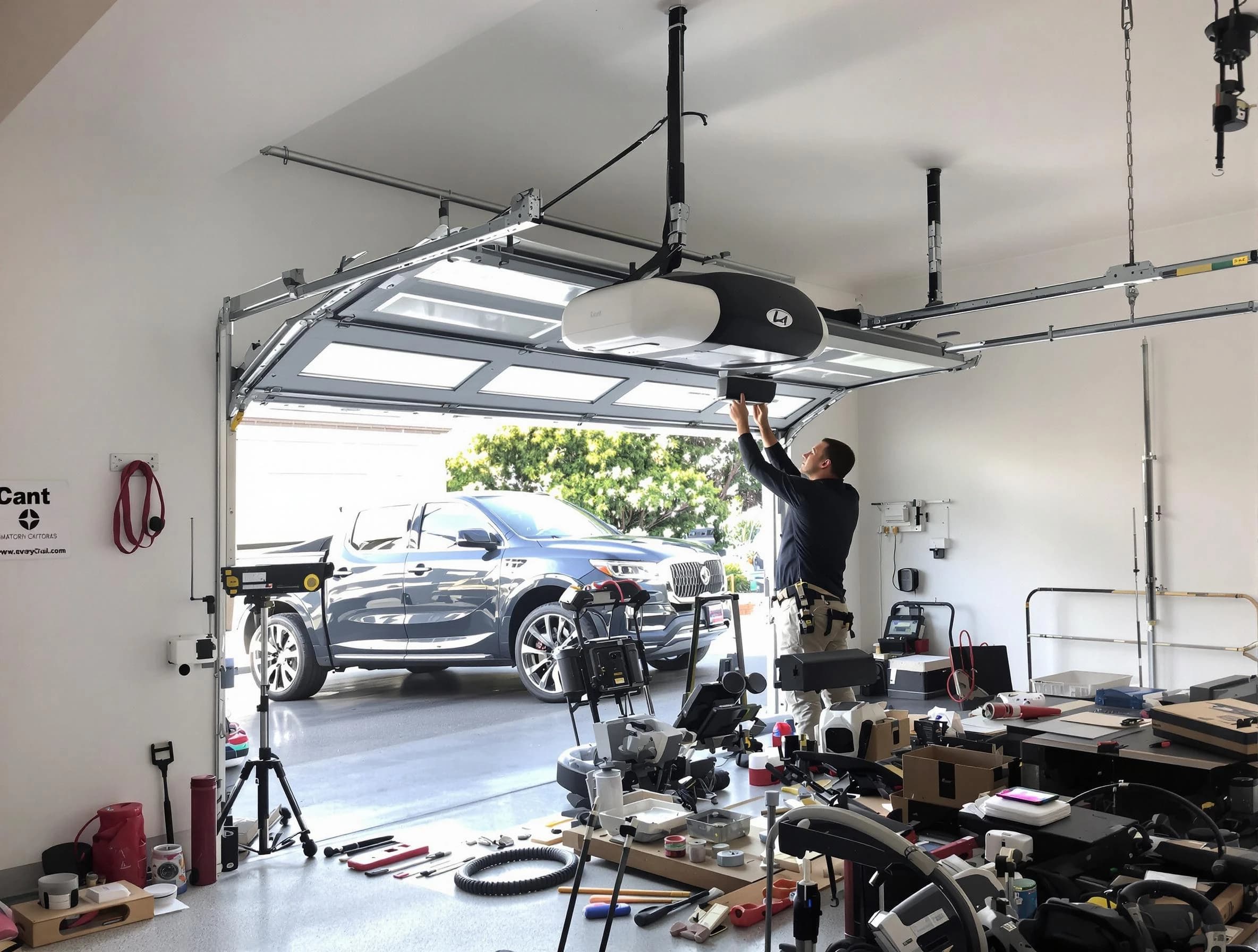Todd Creek Garage Door Repair specialist installing smart garage door opener system in Todd Creek home