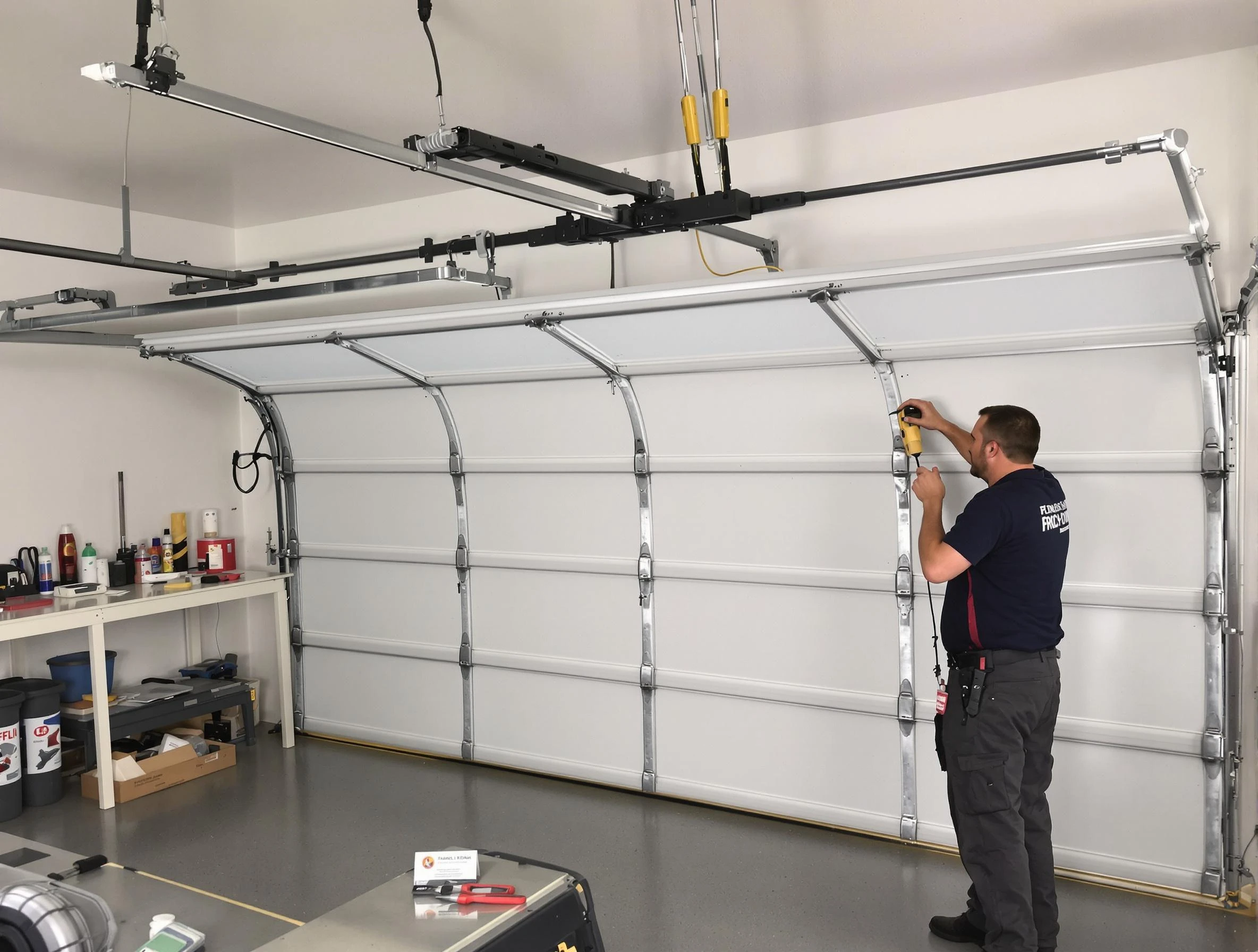 Todd Creek Garage Door Repair certified technician performing overhead door system repair in Todd Creek